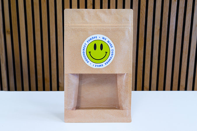 Premium labels and stickers on a stand-up pouch Premium labels and stickers on a stand-up pouch