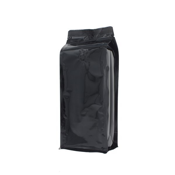 Flat bottom coffee pouch - shiny black