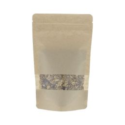 Stand-up pouch kraft paper with window - brown - 110x170+{35+35} mm (200-225ml)