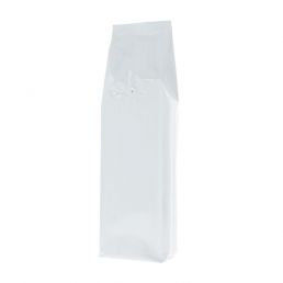 Side gusset coffee pouch - shiny white - 500 gr (85x360+{30+30} mm)