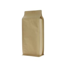 Flat bottom coffee pouch kraft paper - brown - 500 gr (110x280+{40+40} mm)