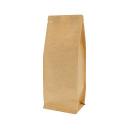 Flat bottom coffee pouch Kraft Look (100% recyclable) - 250 gr (95x230+{35+35} mm)