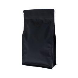 Flat bottom coffee pouch with zipper - matt black (100% recyclable)