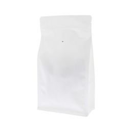 Flat bottom coffee pouch with zipper - matt white (100% recyclable)