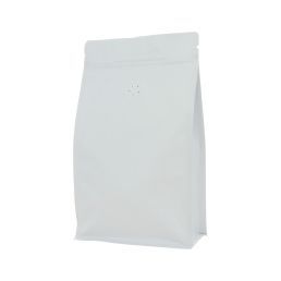 Flat bottom coffee pouch with zipper - matt white