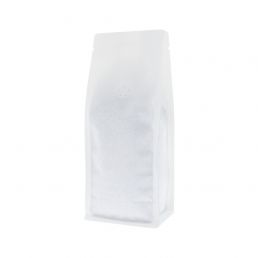 Flat bottom coffee pouch- matt white (100% recyclable)