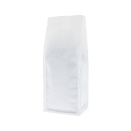 Flat bottom coffee pouch matt white (100% recyclable) - 1 kg (140x350+{47,5+47,5} mm)