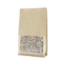 Flat bottom pouch kraft paper with window and front zipper - brown