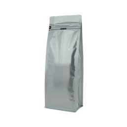 Flat bottom pouch with front zipper - matt silver