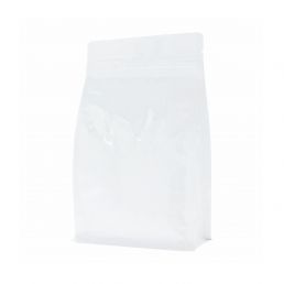 Flat bottom pouch with zipper - shiny white