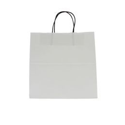 Paper bag kraft paper with black twisted handle - white