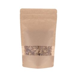 Stand-up pouch kraft paper with window - brown