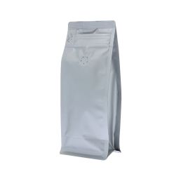 Flat Bottom Pouch limited edition matt silver (valve + front zipper) 95x245+(35+35)mm 