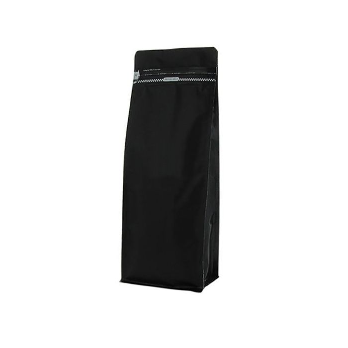 Flat bottom pouch with front zipper - matt black - 95x185+{30+30} mm (450ml)