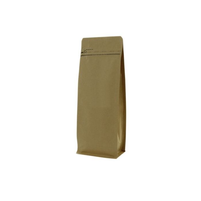 Flat bottom pouch kraft paper with front zipper - brown - 95x245+{35+35} mm (700-800ml)