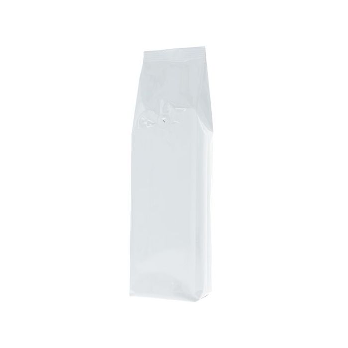 Side gusset coffee pouch - shiny white - 500 gr (85x360+{30+30} mm)