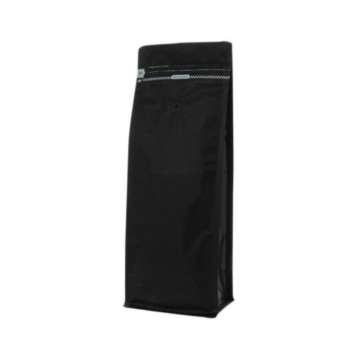 Flat bottom coffee pouch with front zipper - matt black