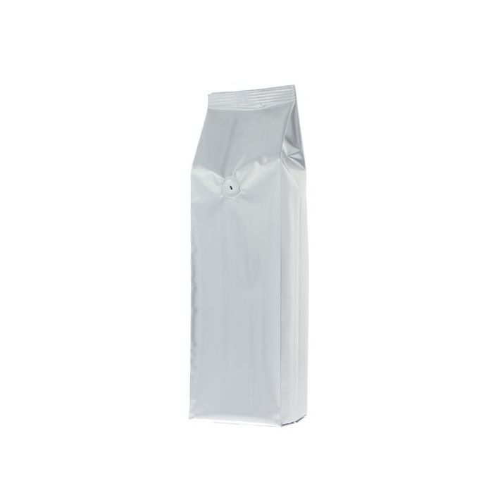 Side-Gusset Coffee Pouch Matte Silver with Valve