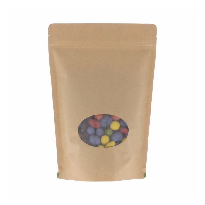 Stand-up pouch kraft paper with oval window - brown