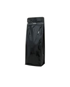 Flat bottom pouch with front zipper - shiny black - 140x360+{47,5+47,5} mm (2,8-3,3 ltr)