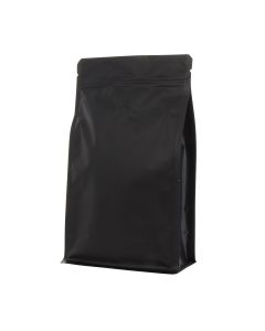 Flat bottom coffee pouch with zipper - matt black - 500 gr (150x255+{40+40} mm)