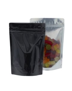 Stand-up pouch - clear / shiny black - 160x230+{45+45} mm (700-900ml)