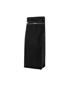 Flat bottom pouch with front zipper - matt black