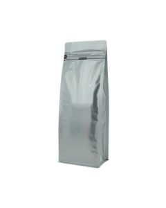 Flat bottom pouch with front zipper - matt silver