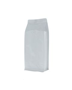 Flat bottom coffee pouch - shiny white - 500 gr (110x280+{40+40} mm)