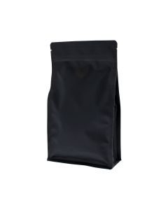 Flat bottom coffee pouch with zipper - matt black (100% recyclable)