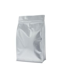Flat bottom coffee pouch with zipper - matt silver