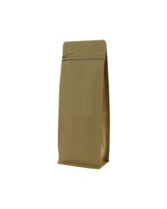 Flat bottom pouch kraft paper with front zipper - brown