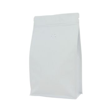 Flat bottom coffee pouch with zipper - matt white
