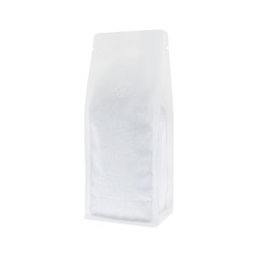 Flat bottom coffee pouch- matt white (100% recyclable)