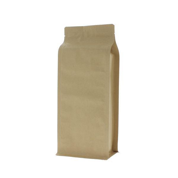 Flat bottom pouch kraft paper - brown - 95x230+{35+35} mm (900ml)