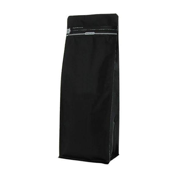 Flat bottom pouch with front zipper - matt black - 95x185+{30+30} mm (450ml)
