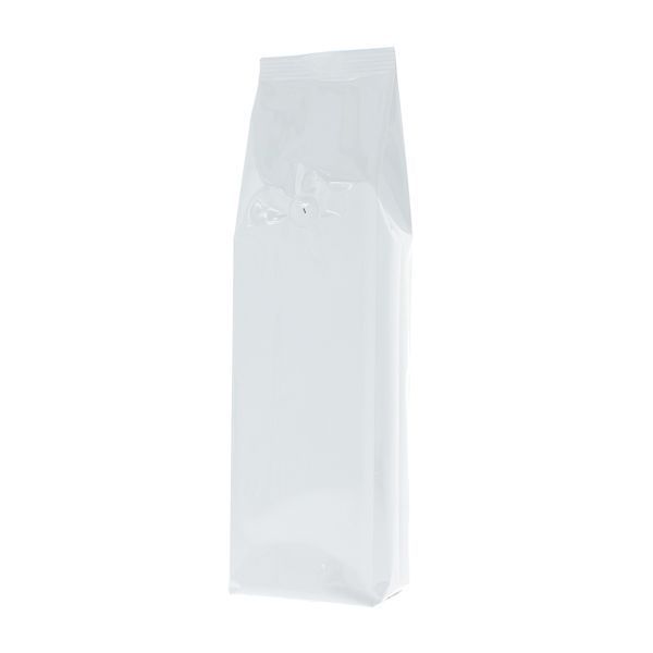 Side gusset coffee pouch - shiny white - 500 gr (85x360+{30+30} mm)