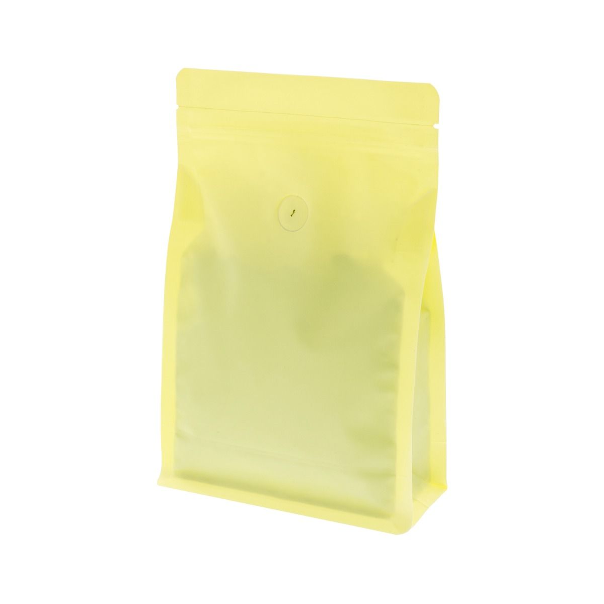 Flat bottom coffee pouch with zipper - matt yellow (100% recyclable)