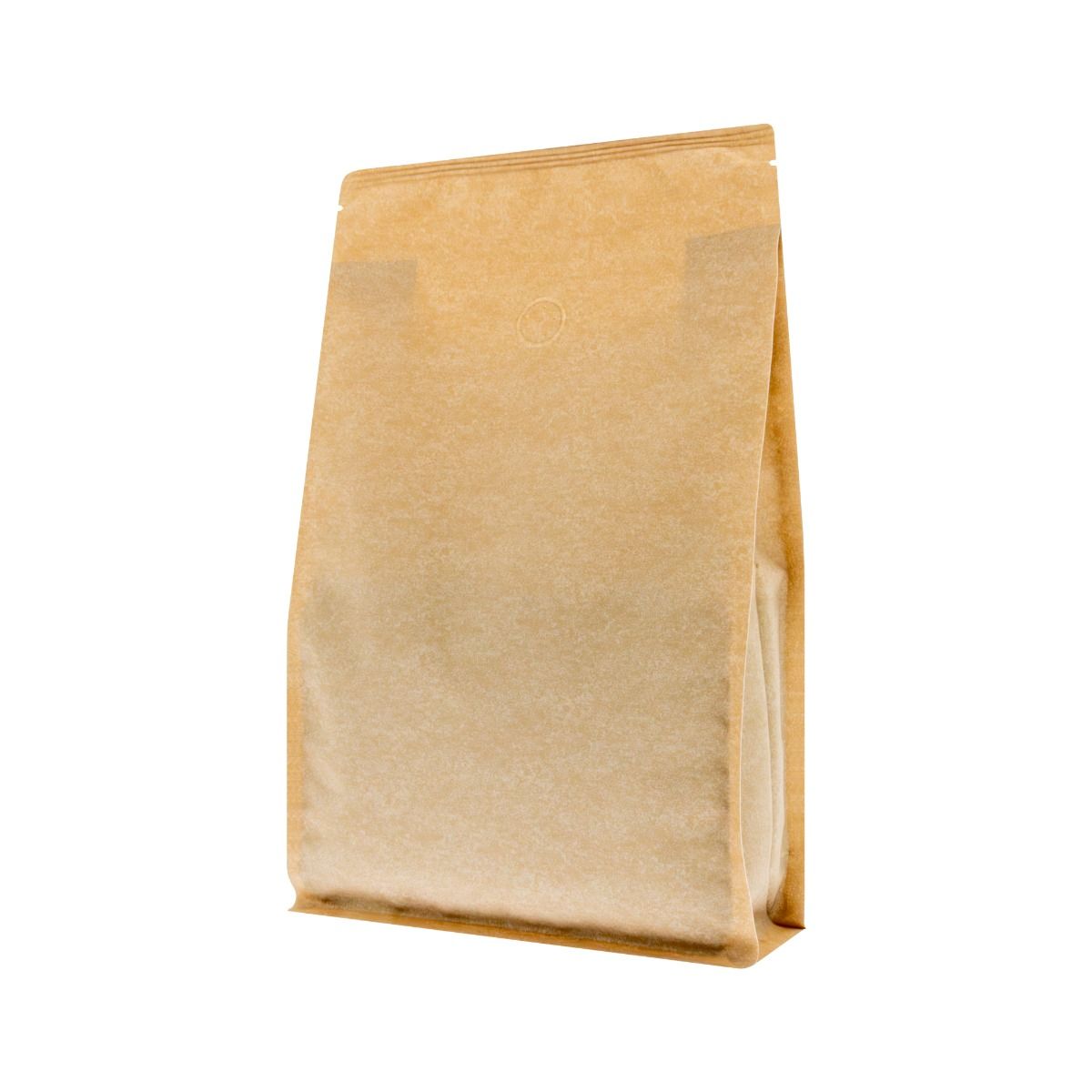 Flat bottom coffee pouch with zipper - Kraft Look (100% recyclable)