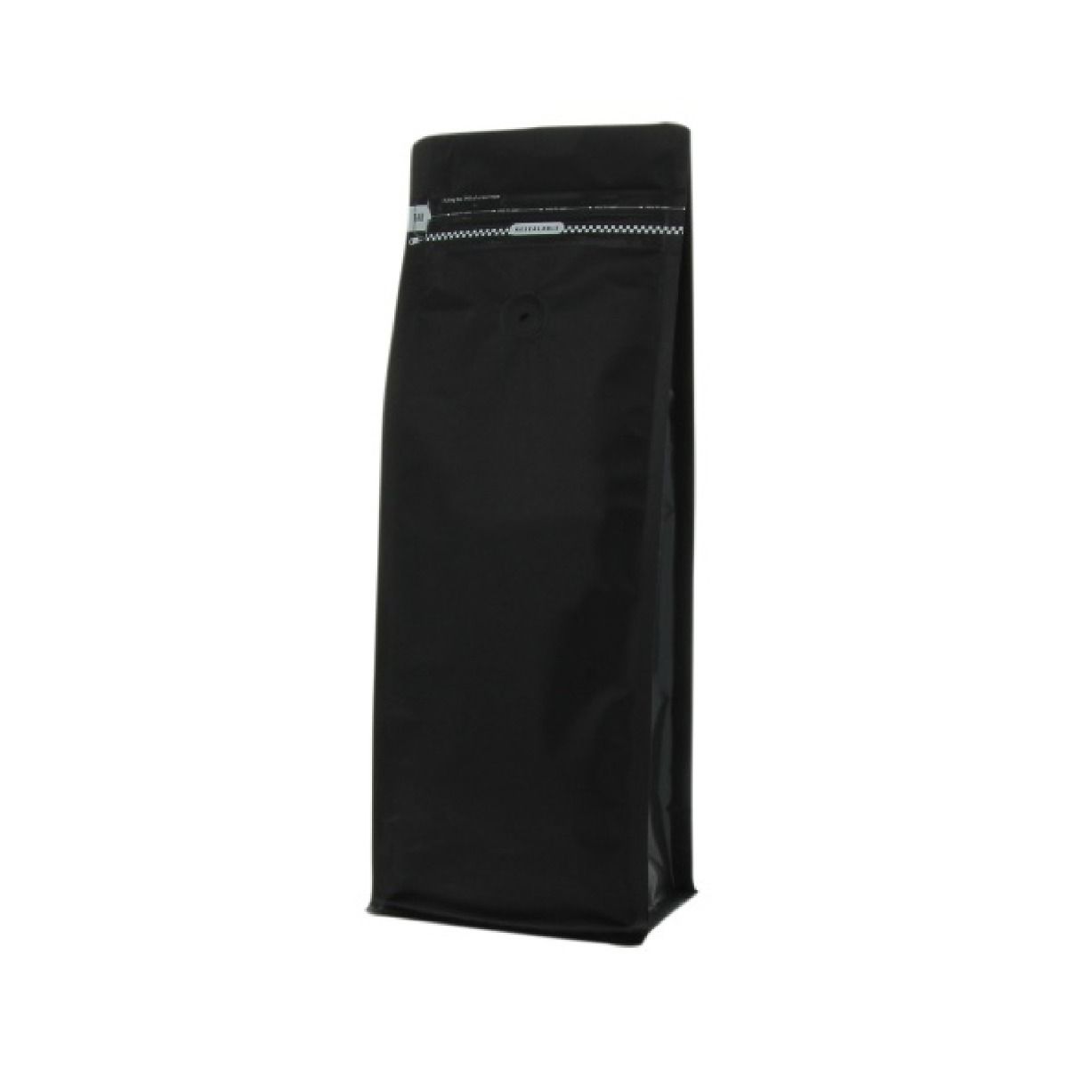 Flat bottom coffee pouch with front zipper - matt black