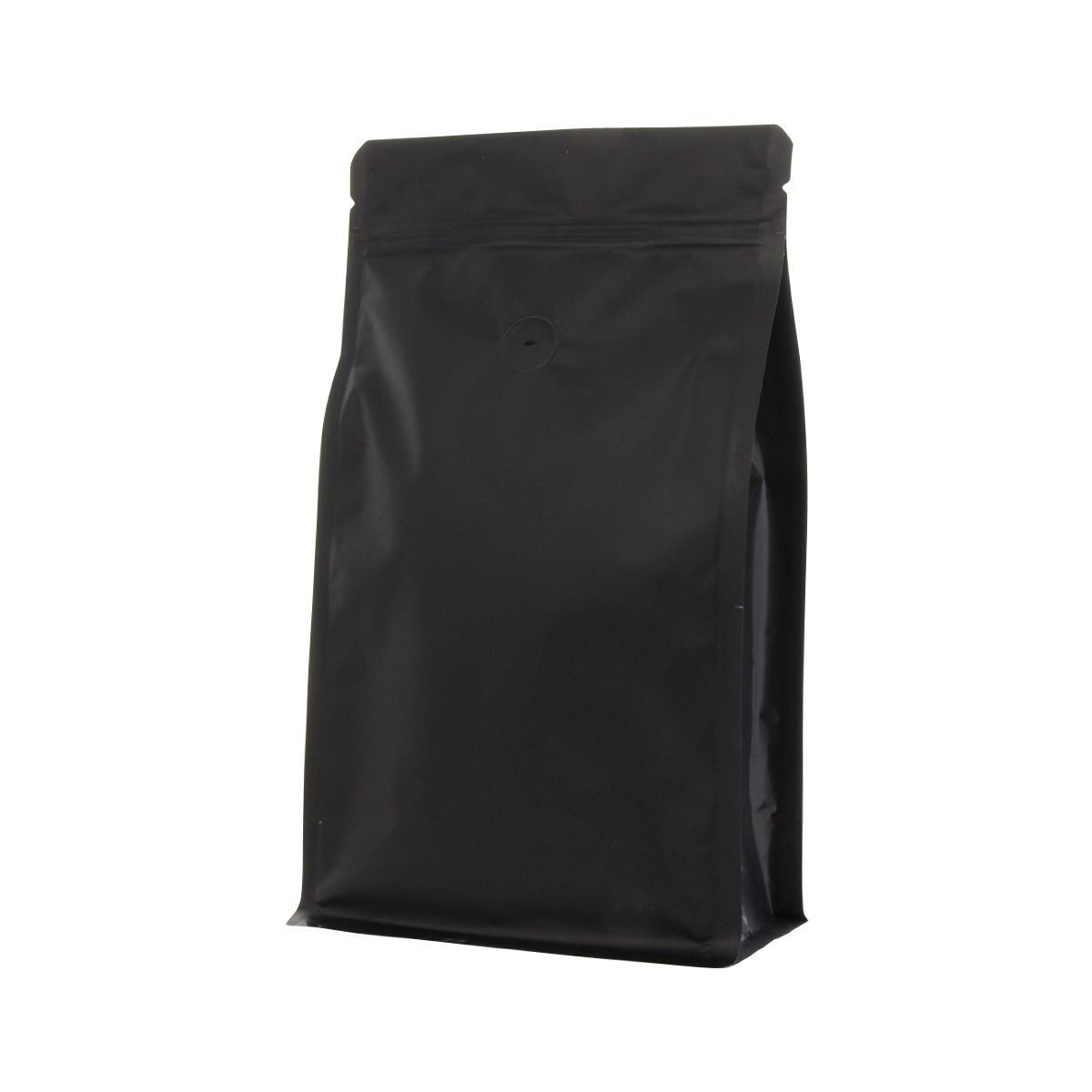 Flat bottom coffee pouch with zipper - matt black