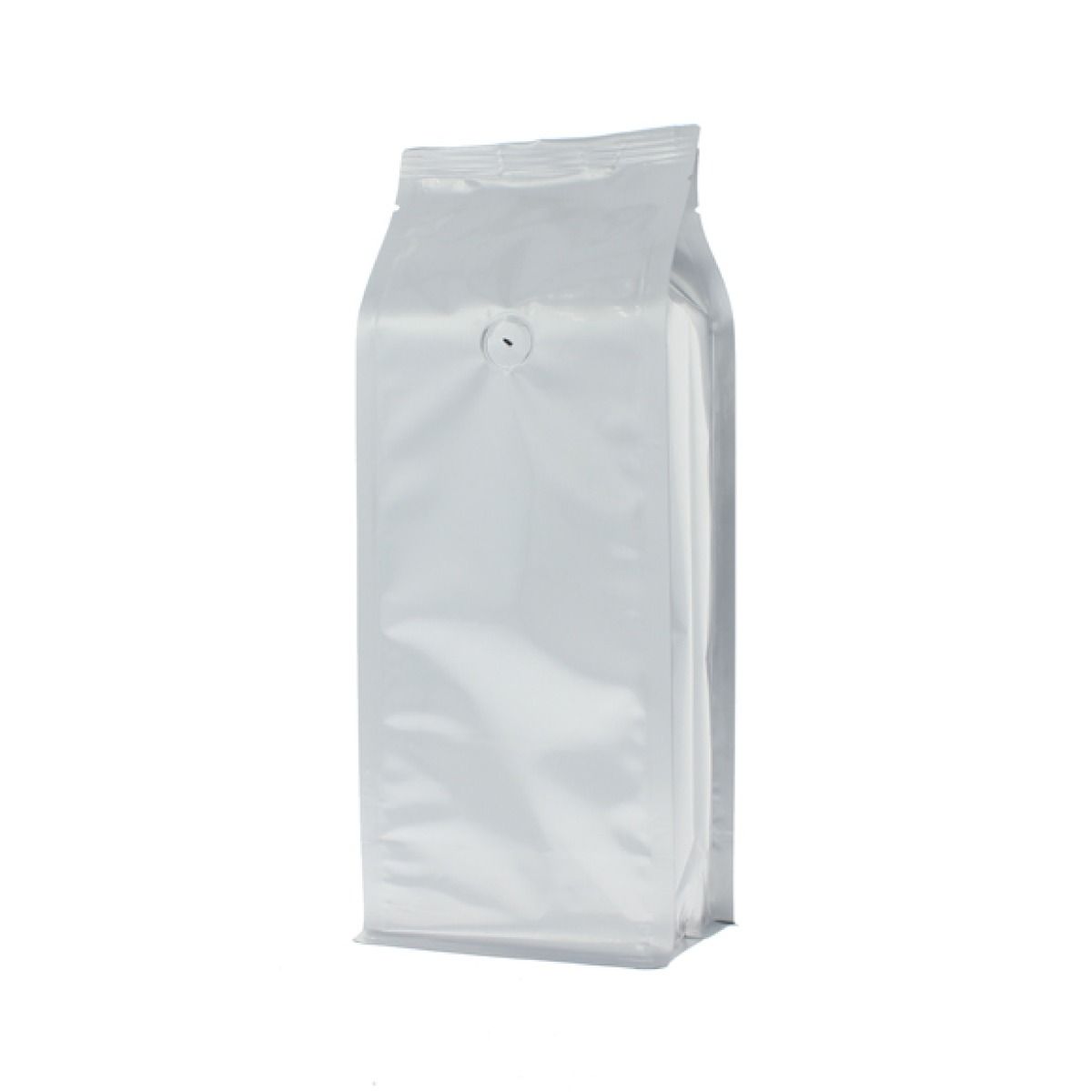 Flat bottom coffee pouch - matt silver - 1 kg (140x350+{47,5+47,5} mm)