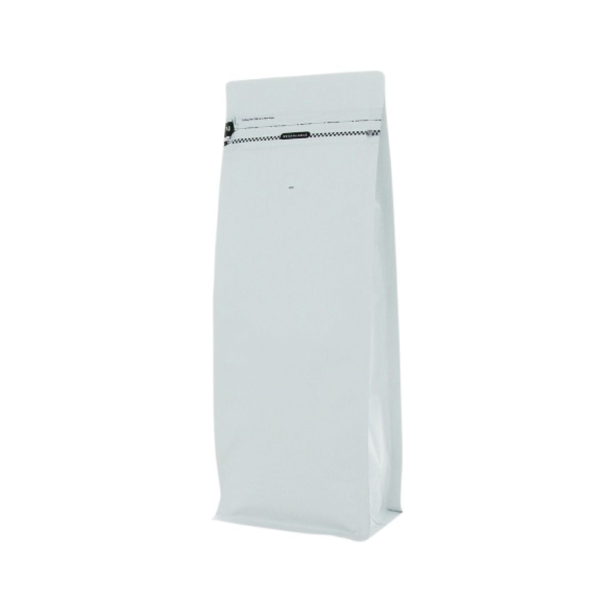 Flat bottom coffee pouch with front zipper - matt white