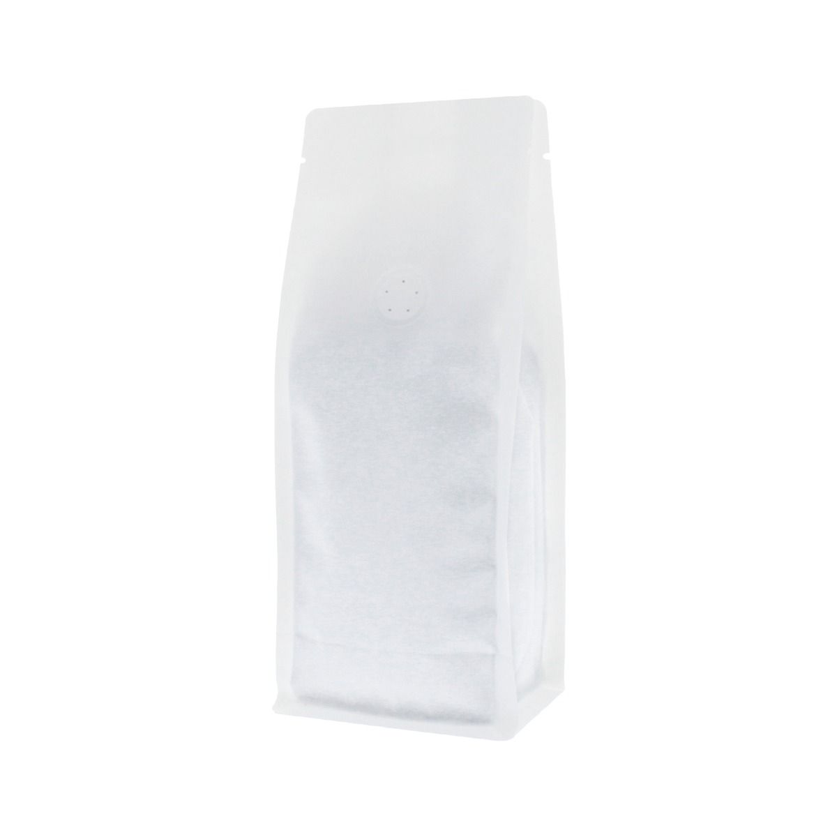 Flat bottom coffee pouch matt white (100% recyclable) - 250 gr (95x230+{35+35} mm)