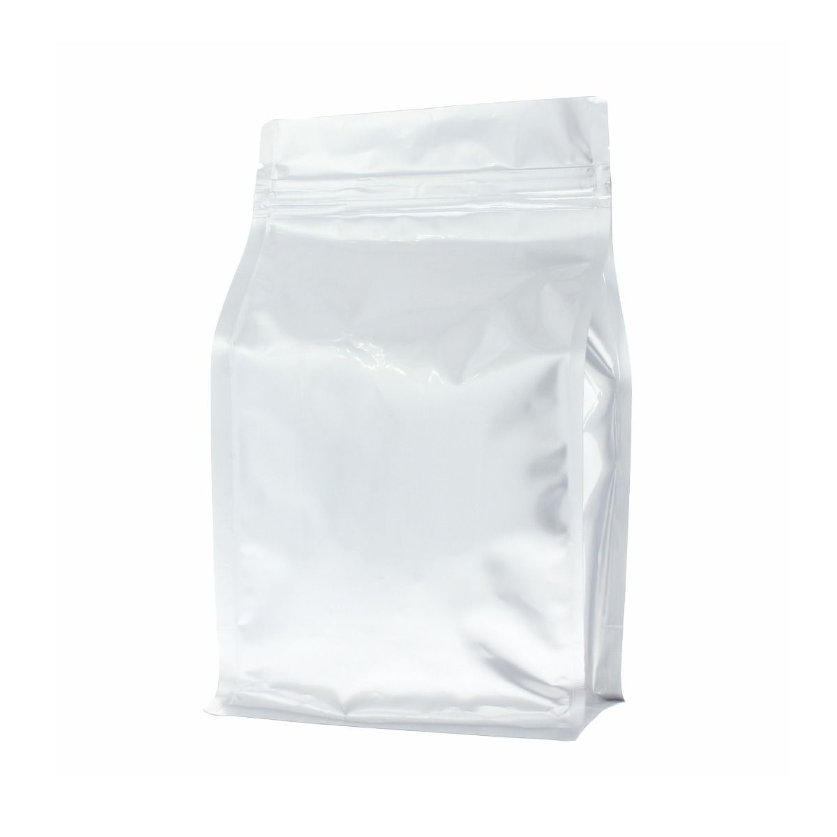 Flat bottom pouch with zipper - matt silver