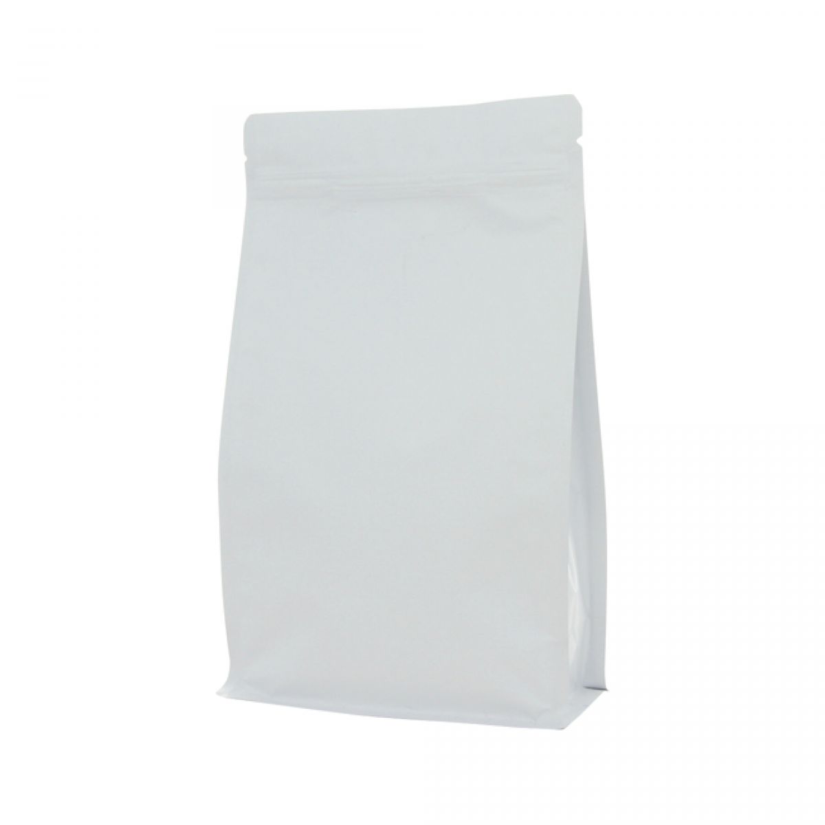 Flat bottom pouch with zipper - matt white - 140x210+{35+35} mm (1lt) 
