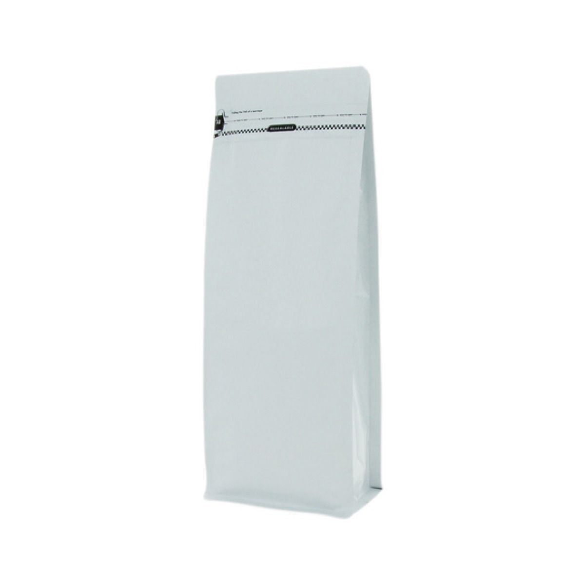 Flat bottom pouch with front zipper - shiny white