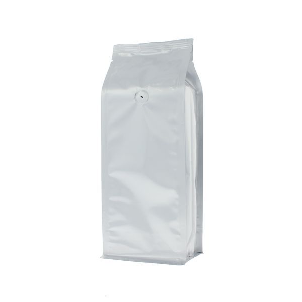 Flat bottom coffee pouch - matt silver