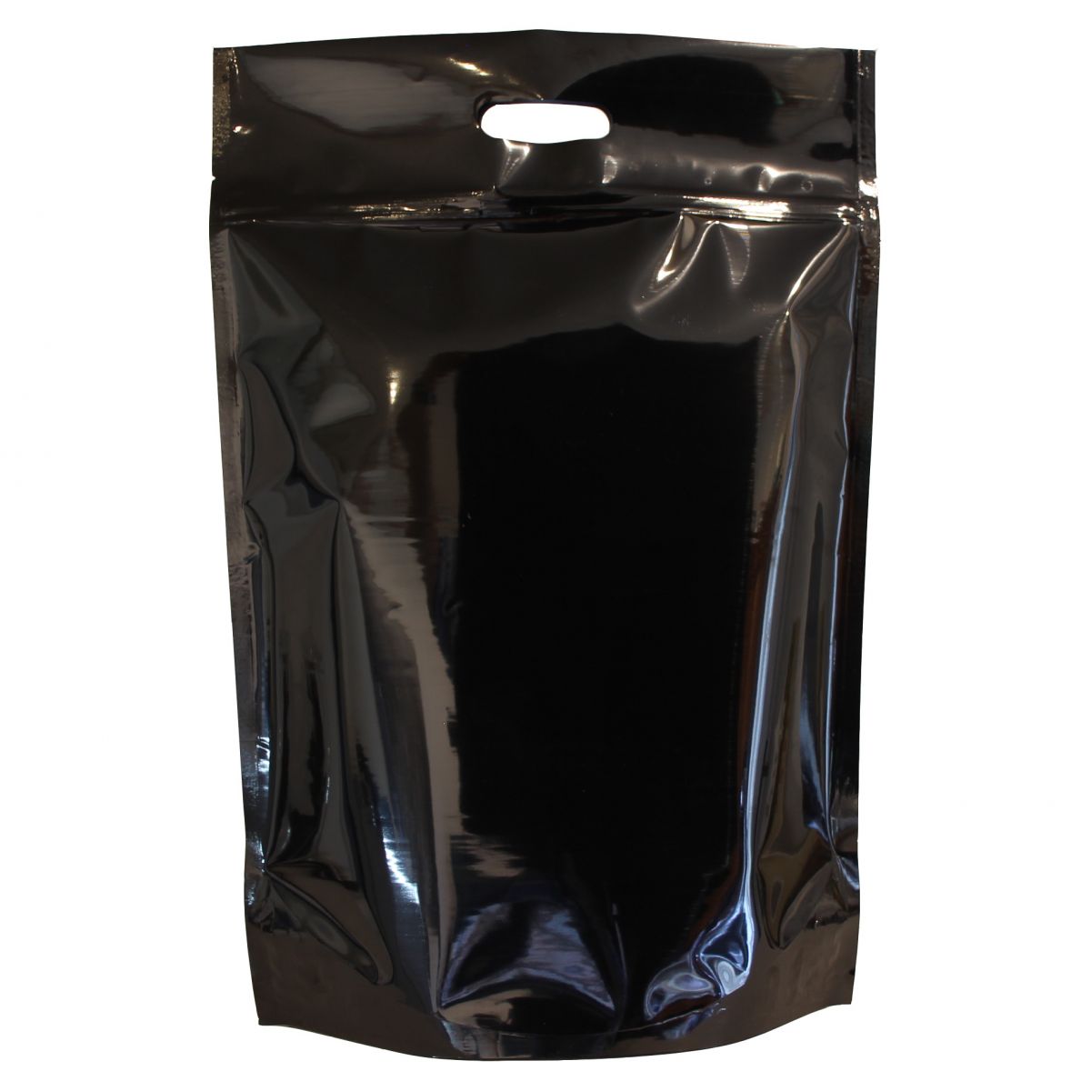 Stand-up pouch with handle - shiny black