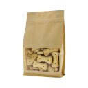 Flat bottom pouch kraft paper with window and front zipper - brown